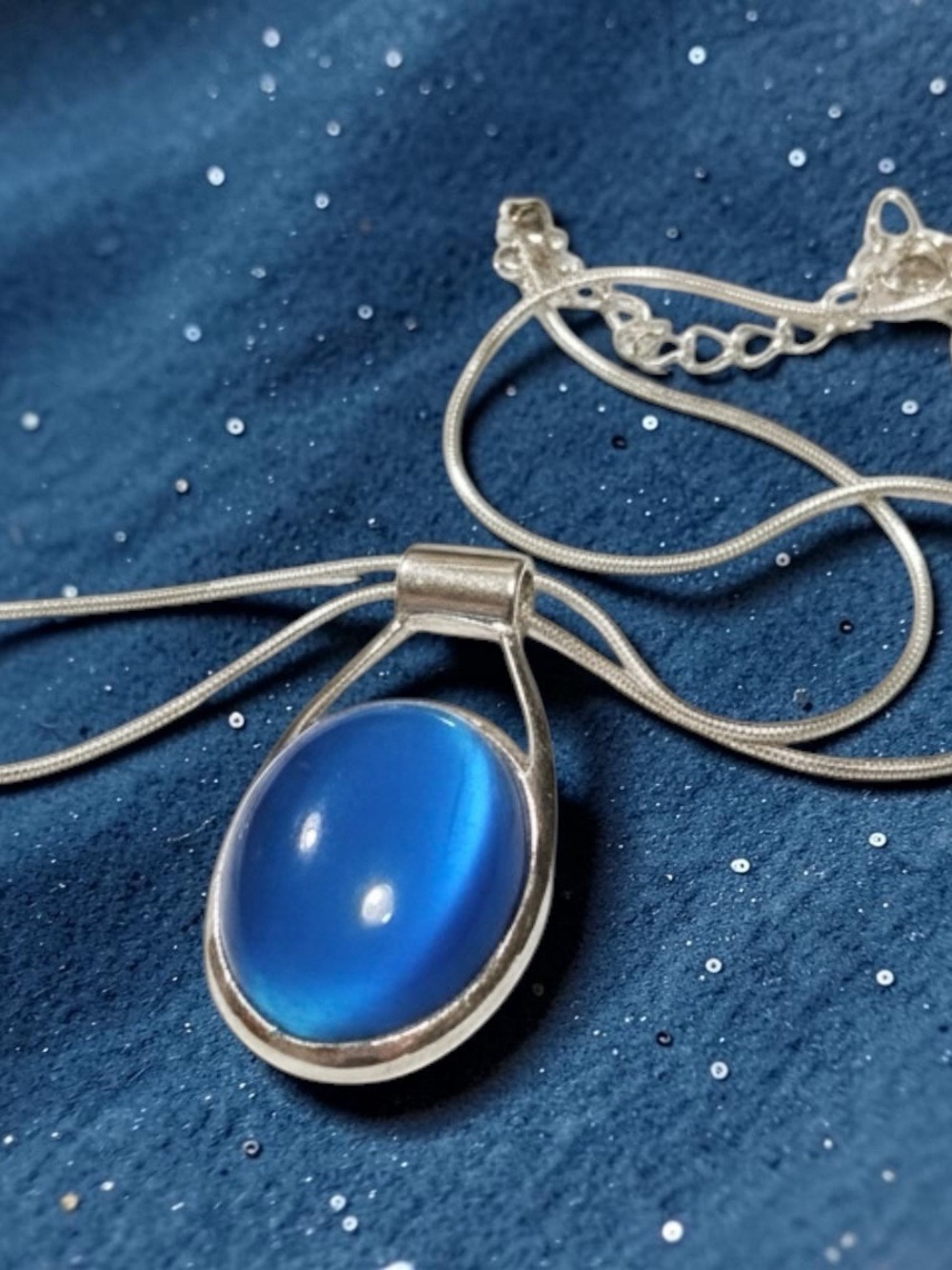 Source Unknown Blue Gemstone Pendant Necklace - Silver